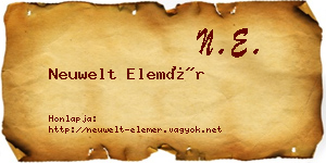 Neuwelt Elemér névjegykártya